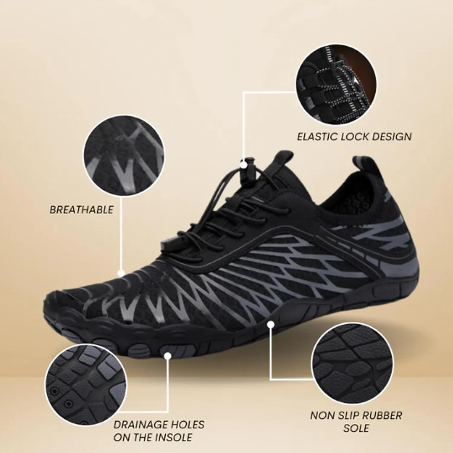 Rival Footwear Barefoot Shoes for Women Men Breathable & Non-Slip Athletic Footwear Wide Toe Water Shoes Breathable Quick-Dry for Aqua Sports Beach River Swim Surf Pool Diving Camping