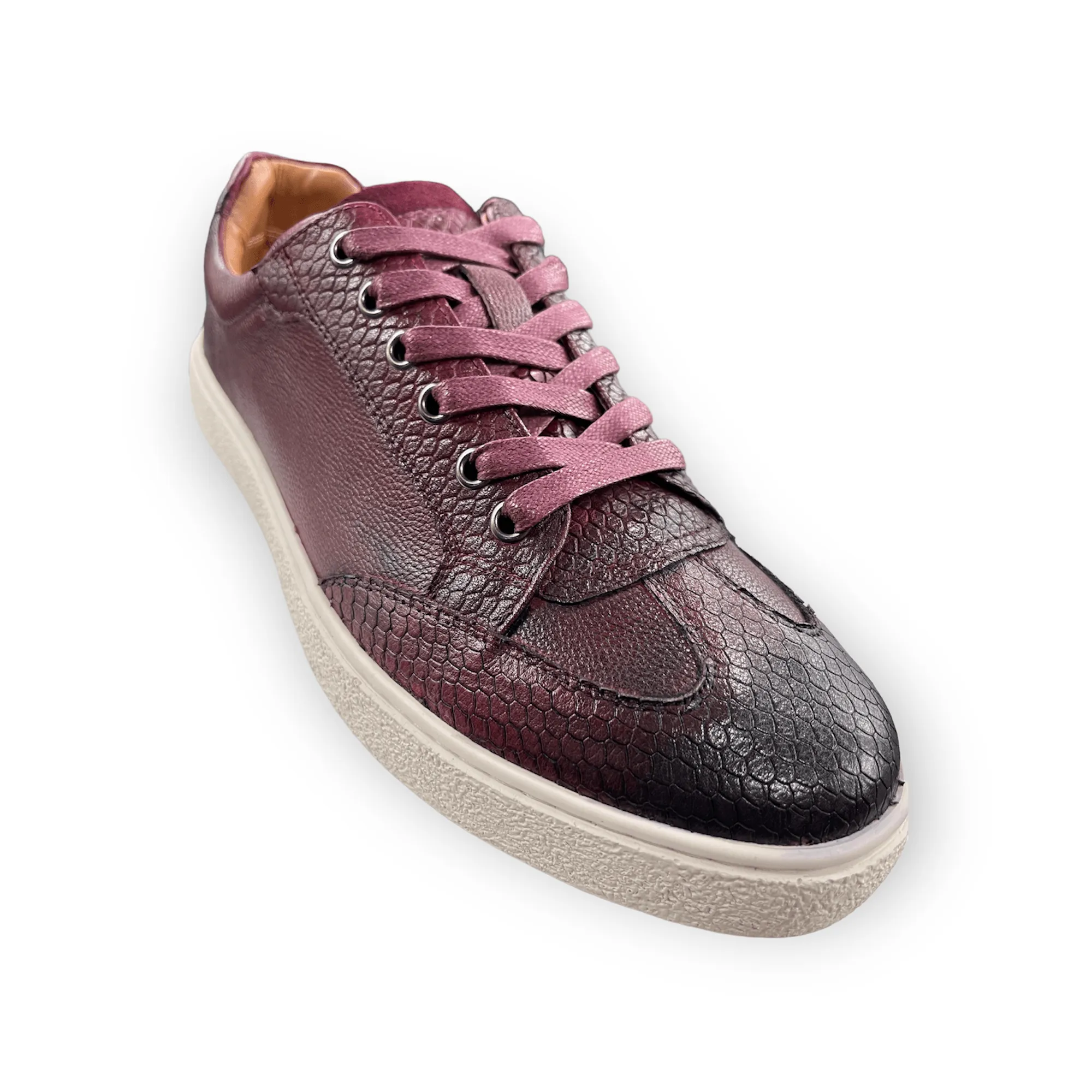 Sergio Duletti Clinton Smart Leather Trainers Wine
