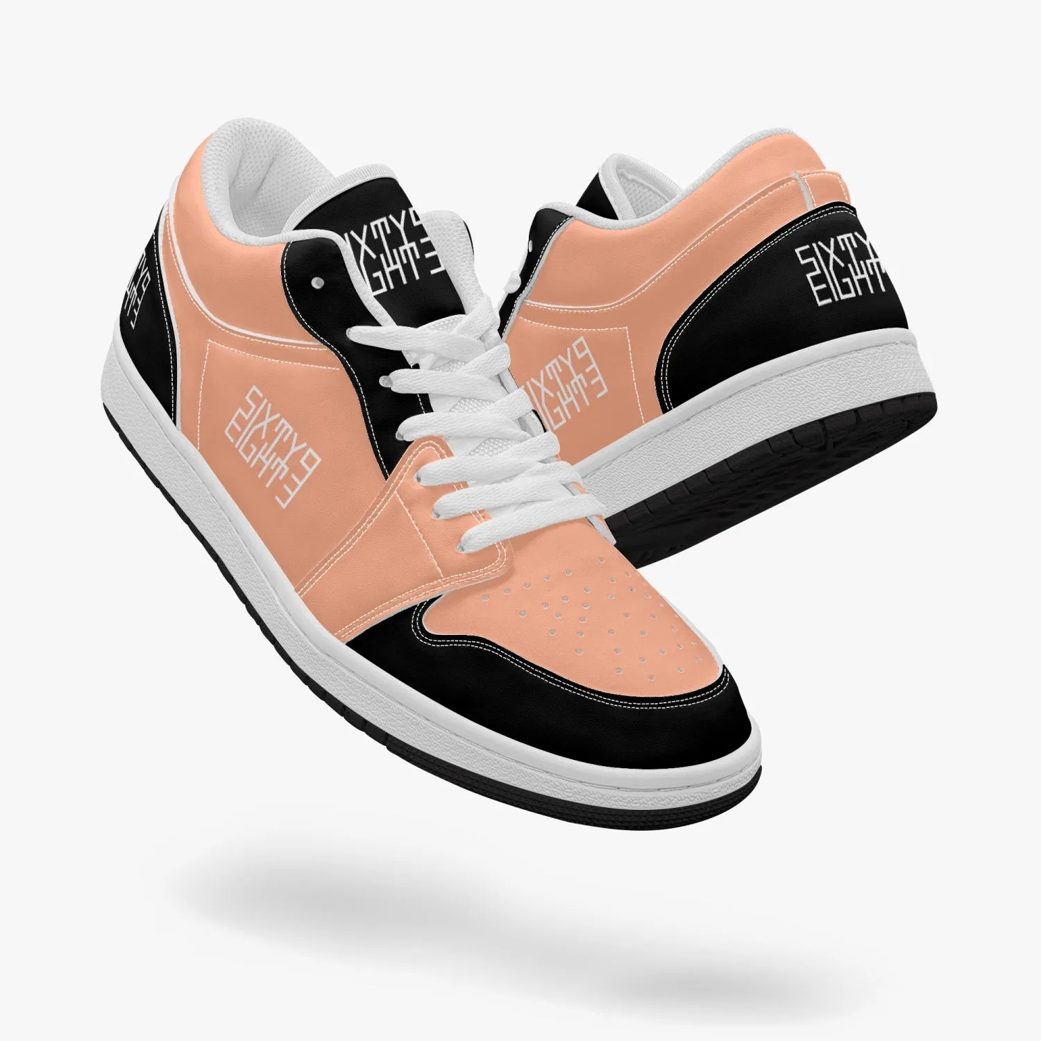 Sixty Eight 93 Logo White Black & Peach SENTLT1 Shoes