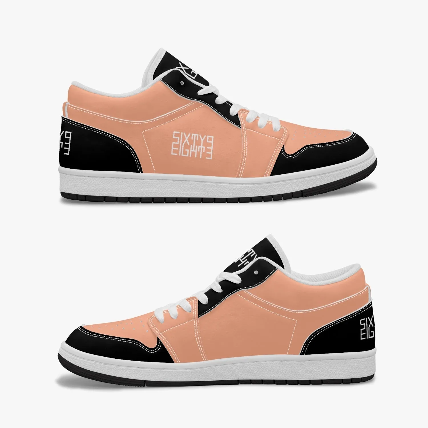 Sixty Eight 93 Logo White Black & Peach SENTLT1 Shoes