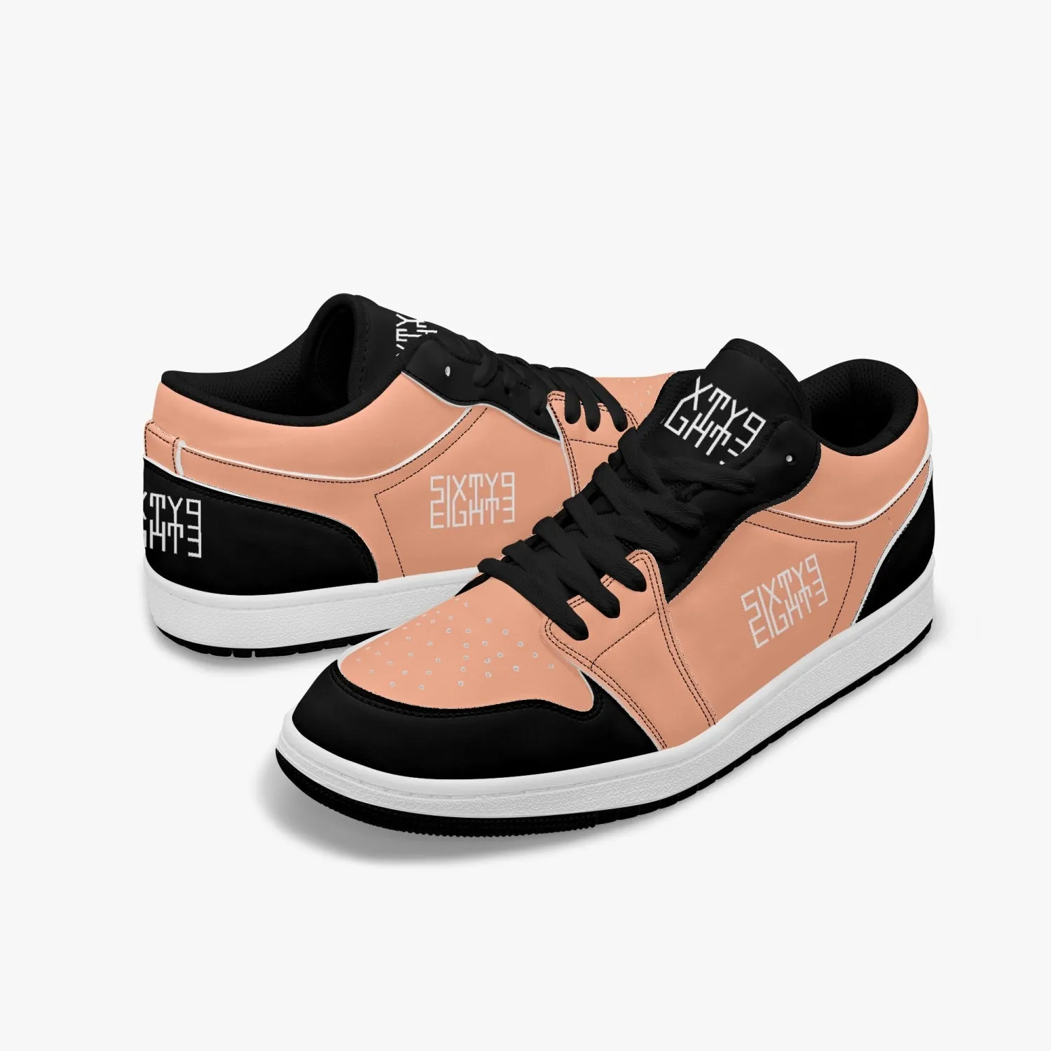 Sixty Eight 93 Logo White Black & Peach SENTLT1 Shoes