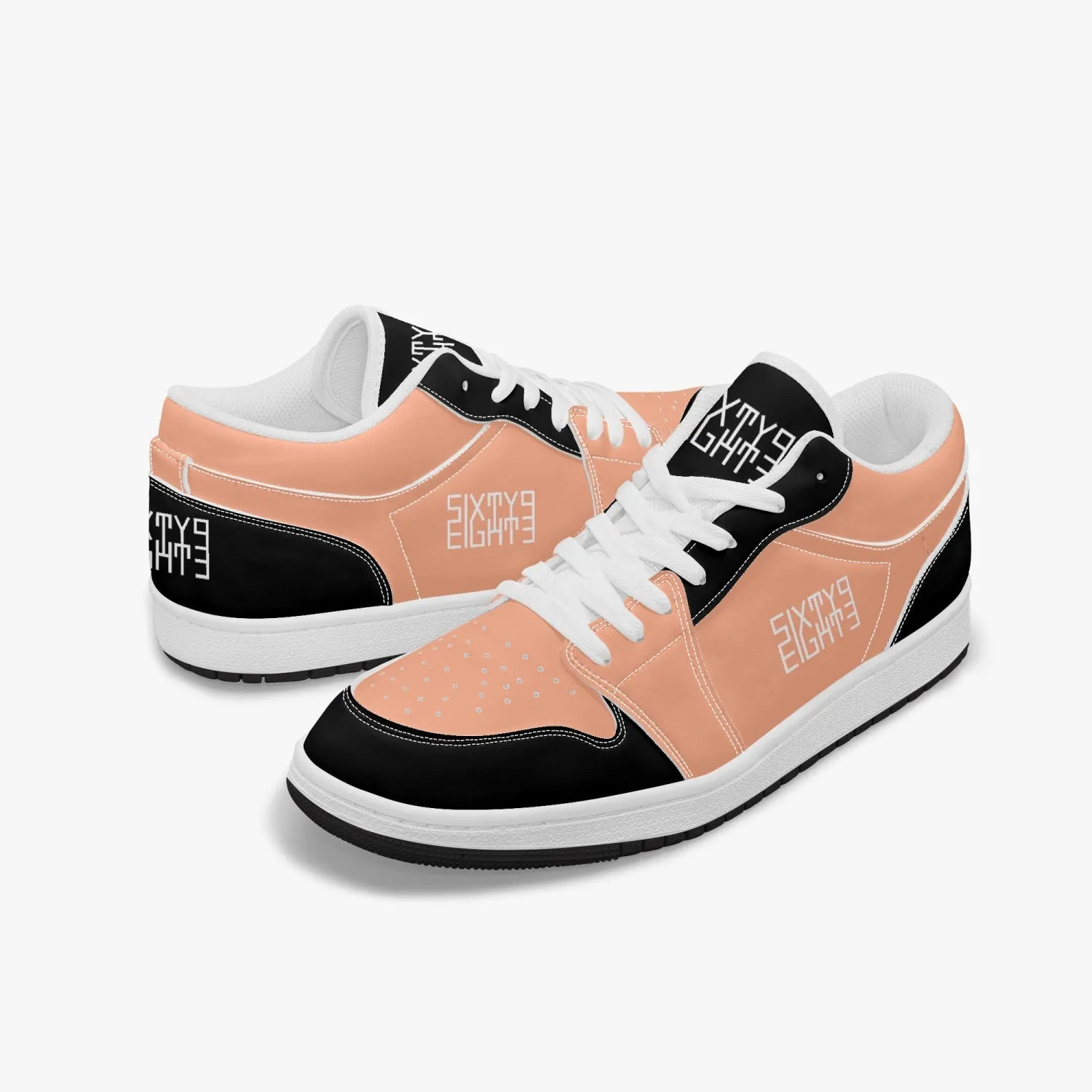 Sixty Eight 93 Logo White Black & Peach SENTLT1 Shoes