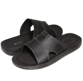 Skysole Mens Faux Leather One Band Slides Rugged Sandals