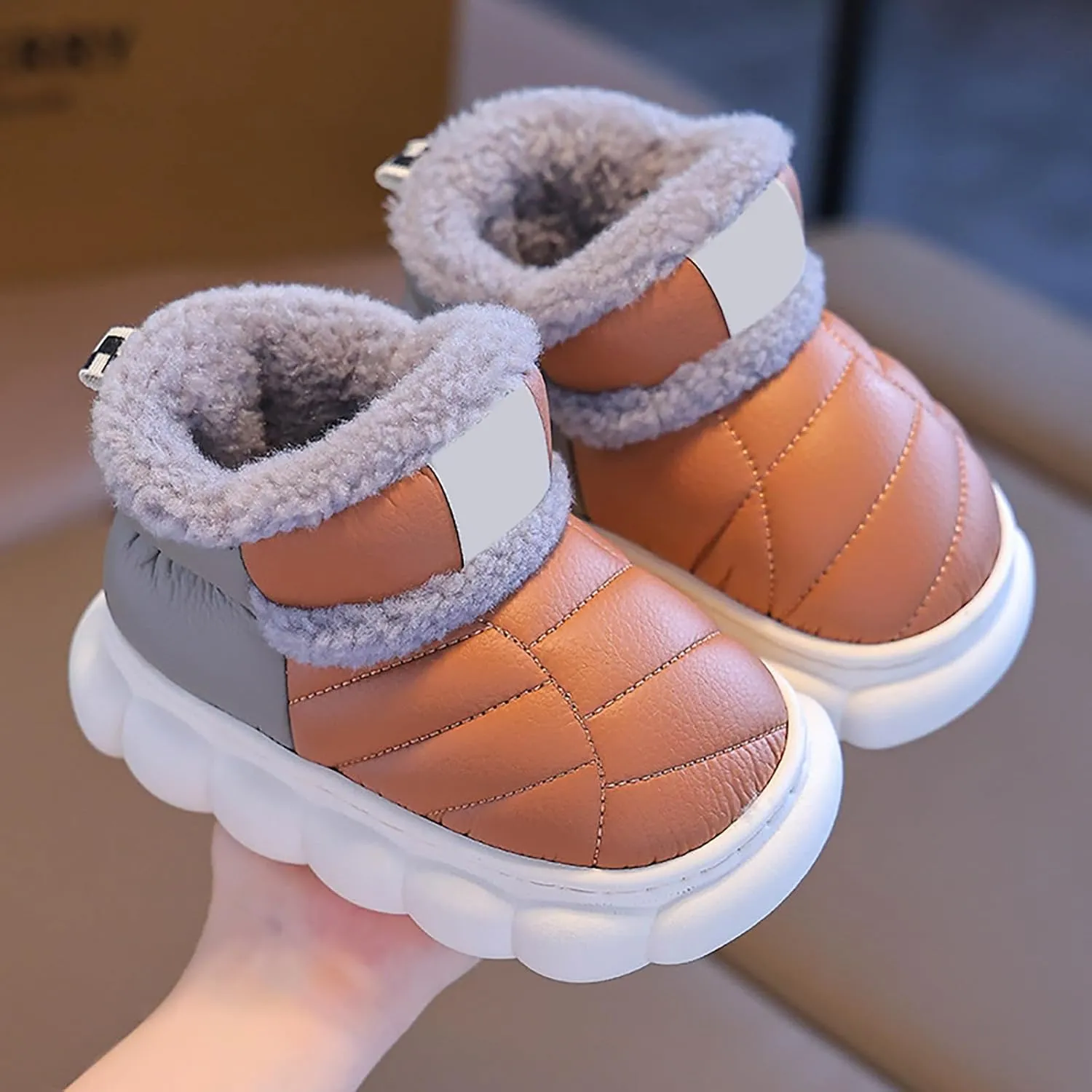 Toddler Snow Ankle Boots for Girls Cozy Plush Lined Boots Newborn Infant Soft Cozy Shoes Warm Non Slip Shoes