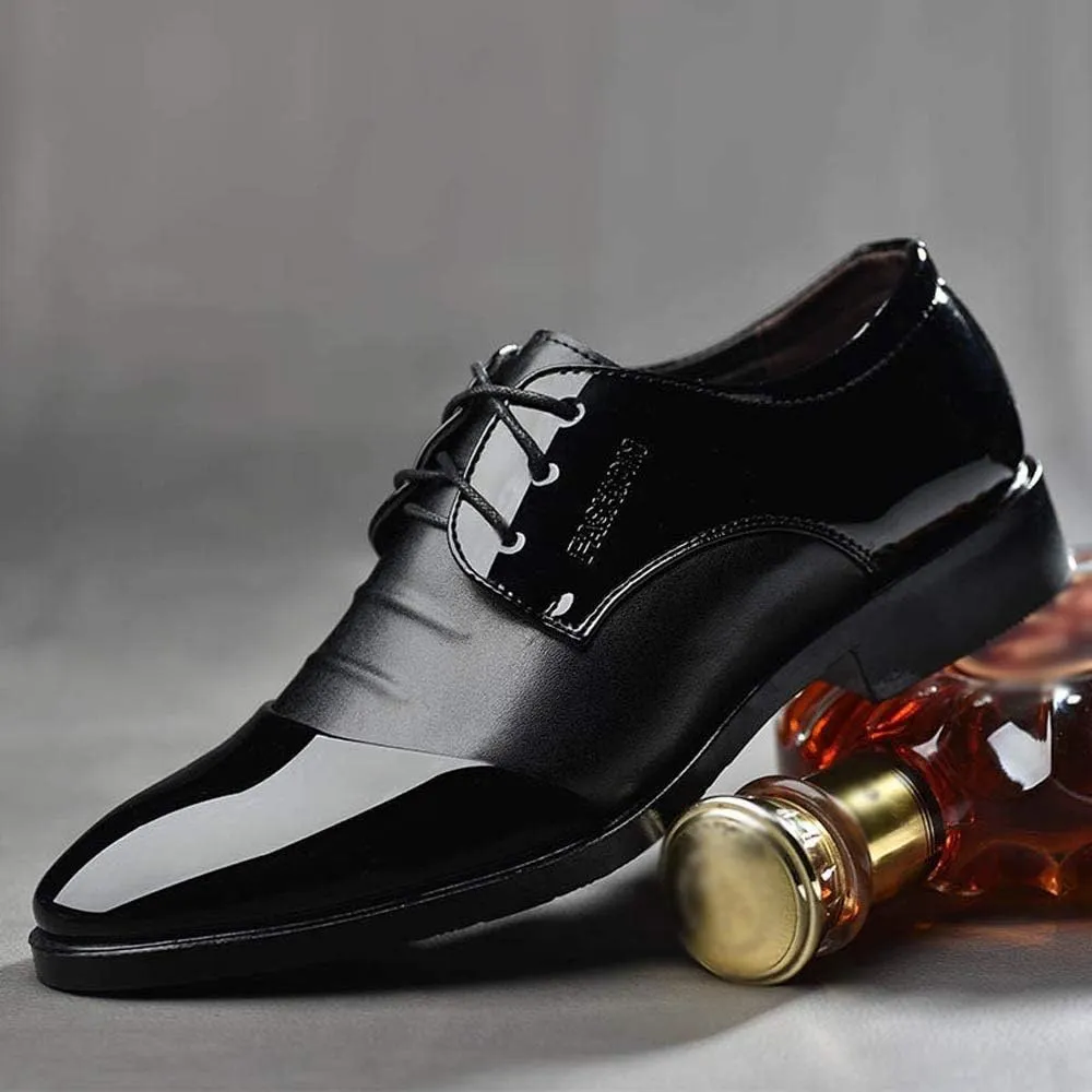 Toe Male Men Suit Pointed Leather Casual Shoes Business Shoes Shoes Fashion Men's Leather Shoes Women Boots (Black, 8)