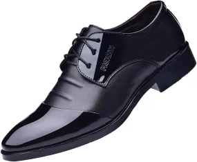 Toe Male Men Suit Pointed Leather Casual Shoes Business Shoes Shoes Fashion Men's Leather Shoes Women Boots (Black, 8)