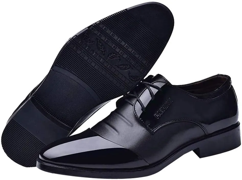Toe Male Men Suit Pointed Leather Casual Shoes Business Shoes Shoes Fashion Men's Leather Shoes Women Boots (Black, 8)