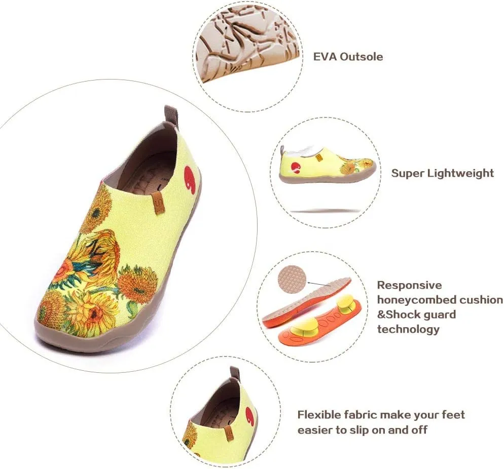 UIN Women's Slip-On Shoes Comfortable Breathable Knit Casual Footwear Stylish Travel-Friendly Loafers