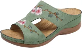 Wedge Sandals for Women Open Toe Hollow Out Slip On Platform Comfortable Flower Summer Casual Walking Shoes Slippers Arch Support Slides Wide Width Beach Breathable Sandal Flip Flops Flat