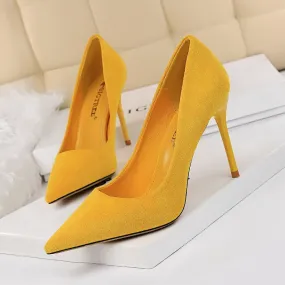 Women's 3inch faux suede high heels pointed closed toe sexy stilettos for party