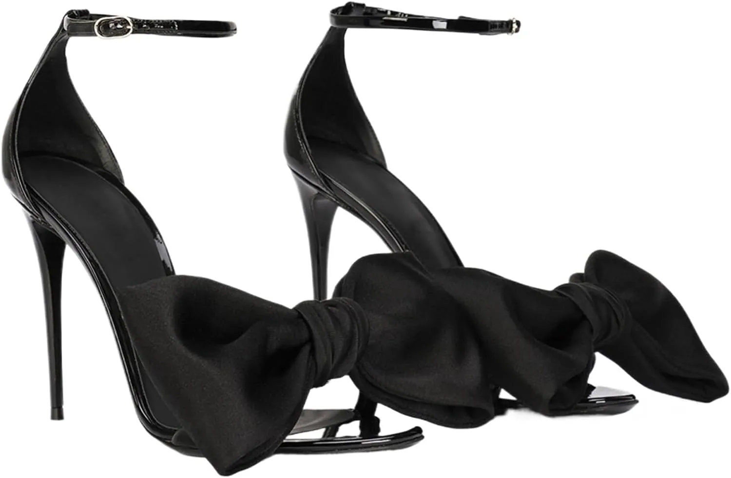 Women's Bow High Sandals Round Open Toe Stiletto High Heels Sexy Wedding Party Strappy Heels Sandals