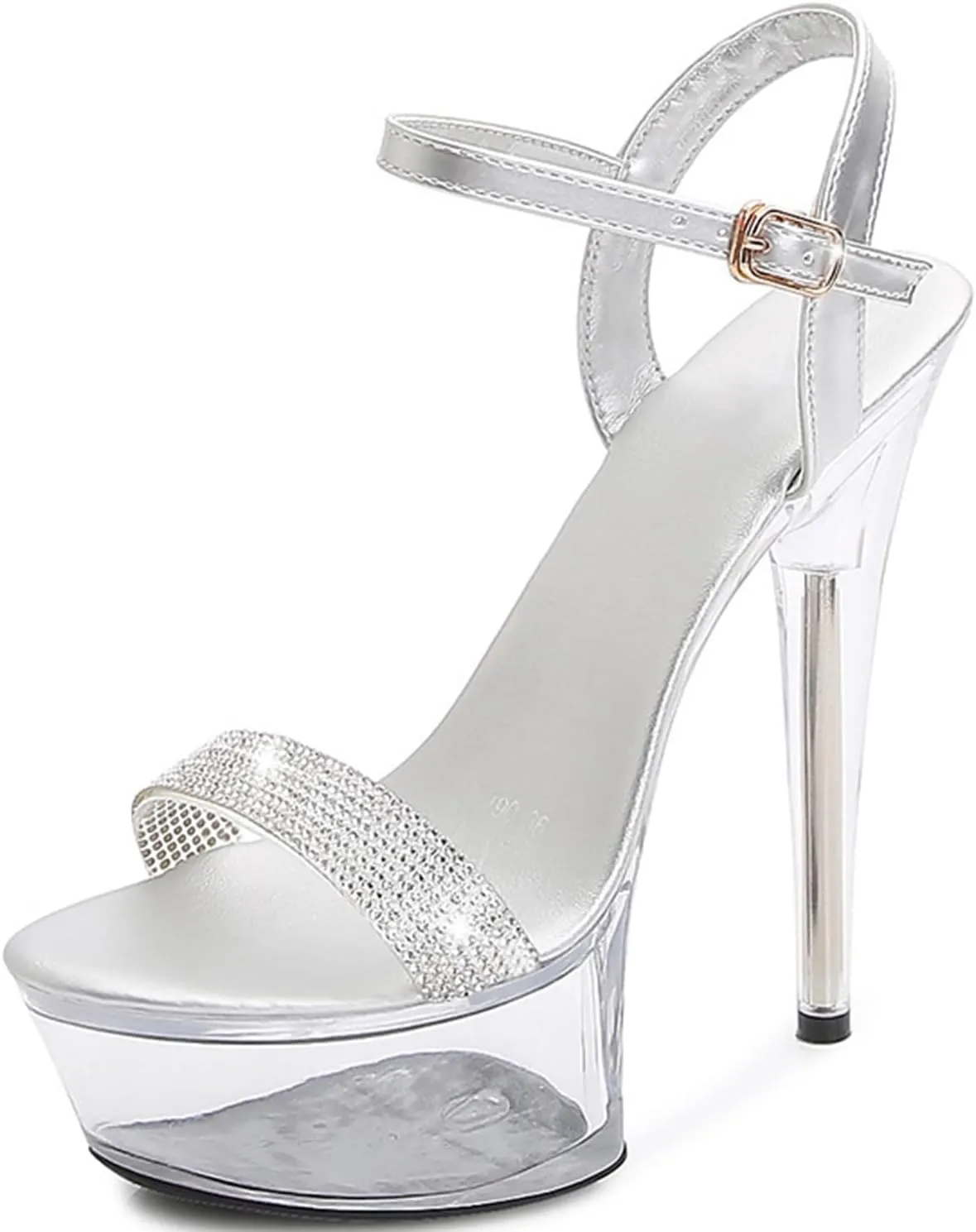 Womens Clear High Platform Ankle Strap High Heels Stiletto Dress Sandals