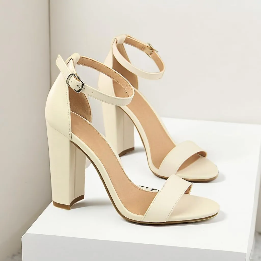 Women's High Chunky Heel Buckle Ankle Strap Sandals Chunky Block High Heel Sexy Dress Formal Party Sandal