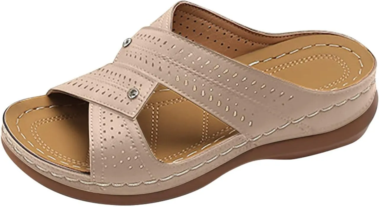 Women's Slippers Dressy Summer Comfortable Slides Wedge Sandals Hollow Non Slip Bathroom Shower Shoes Sandals Beach Walking Shoes for Summer Outdoor Casual